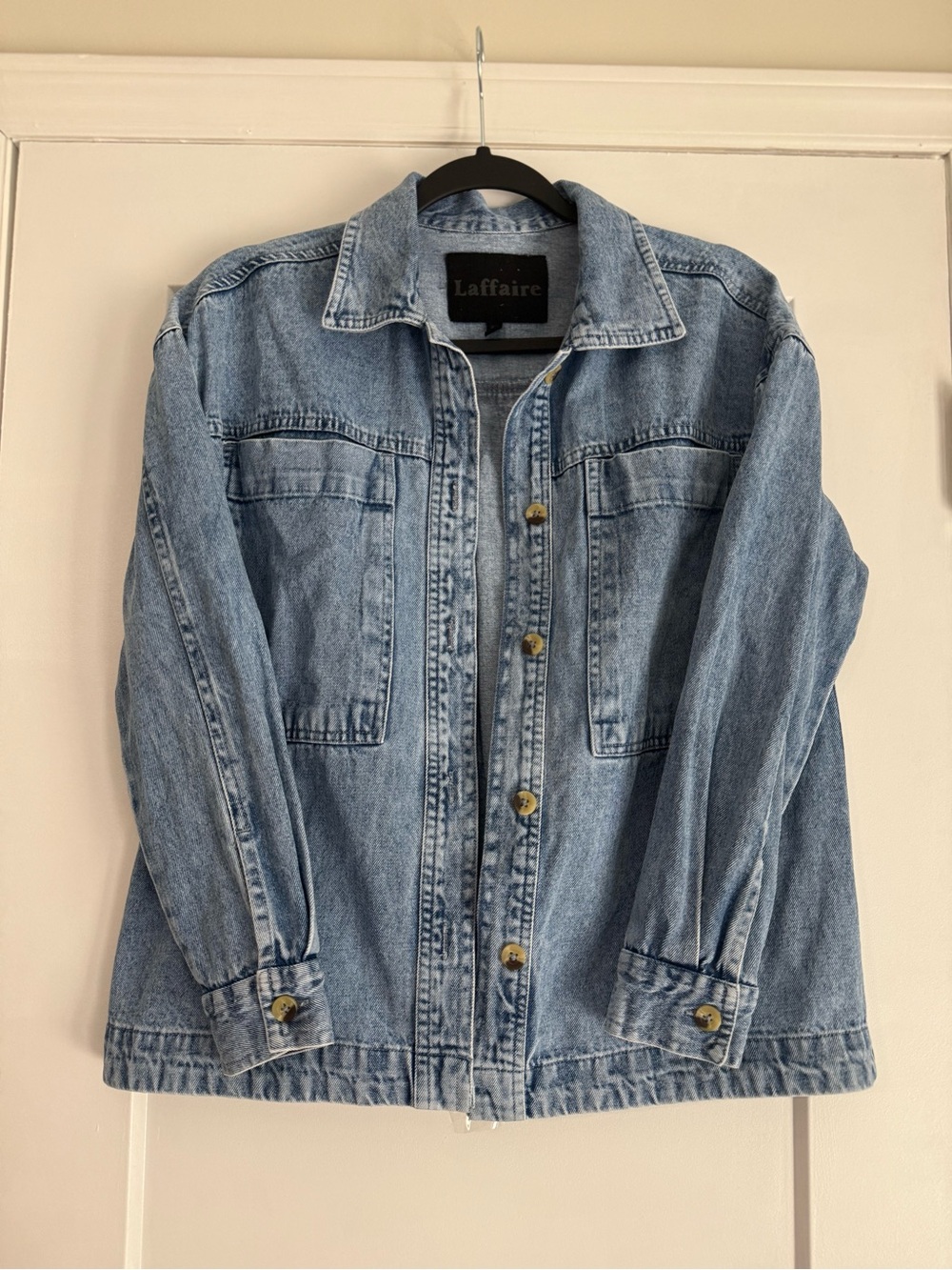 Laffaire Light Blue Denim Jacket With Relaxed Fit- Women's Casual Button-Up Coat